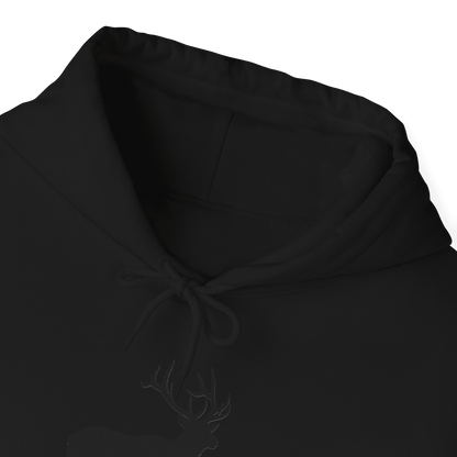 Elk Hunting Hoodie – Custom Mantra Outdoorsmen Gift Sweatshirt close-up of hood design