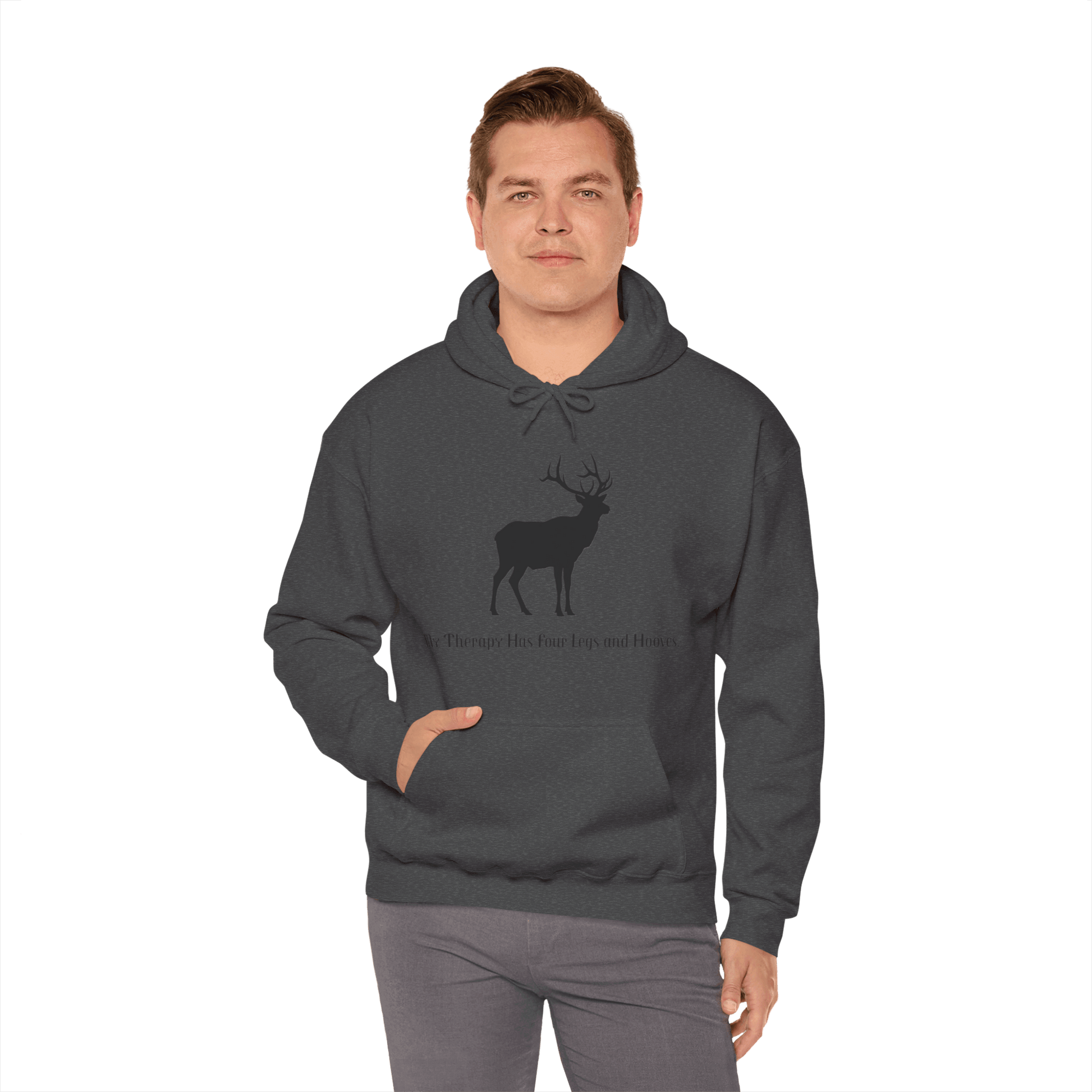 Elk Hunting Hoodie – Custom Mantra Outdoorsmen Gift Sweatshirt with elk artwork on a dark sweatshirt.