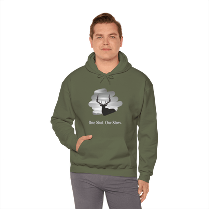 Elk Hunting Hoodie – Custom Mantra Outdoorsmen Gift Sweatshirt featuring elk artwork and customizable tagline.