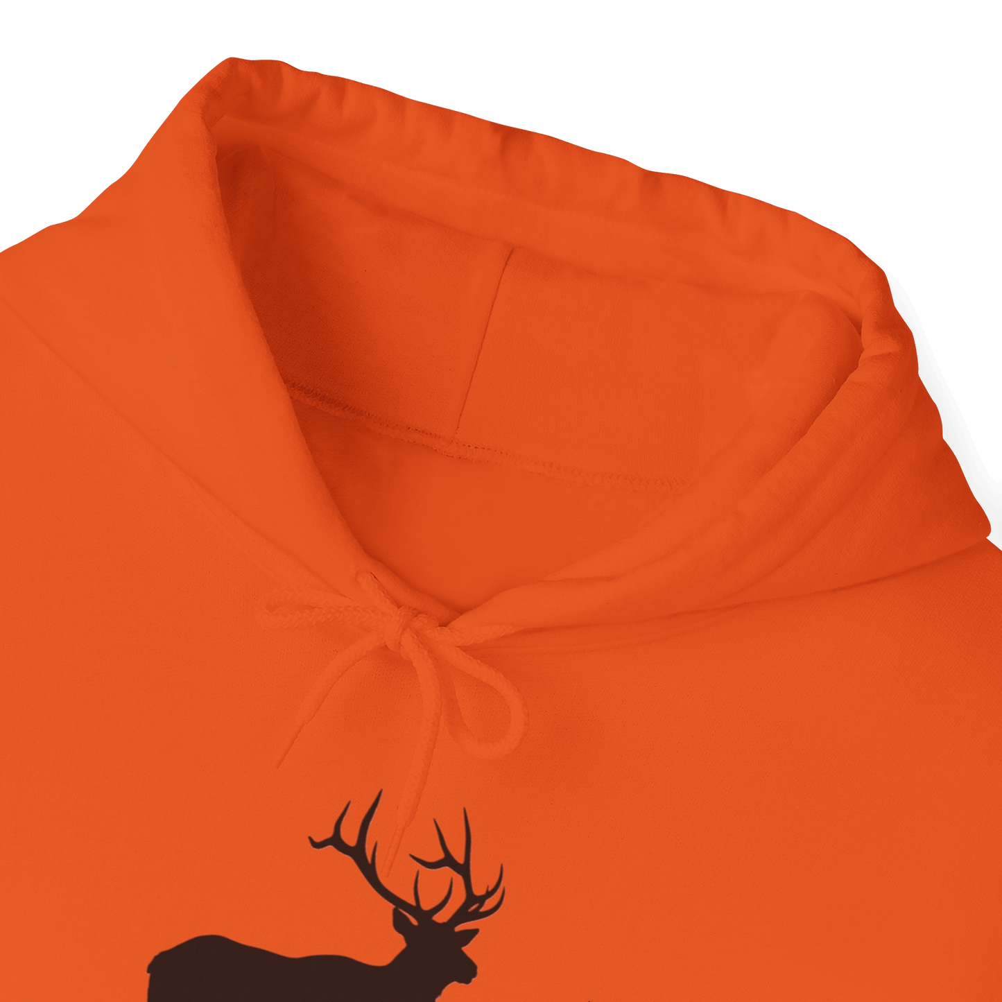 Elk Hunting Hoodie – Custom Mantra Outdoorsmen Gift Sweatshirt featuring elk artwork on vibrant orange fabric.