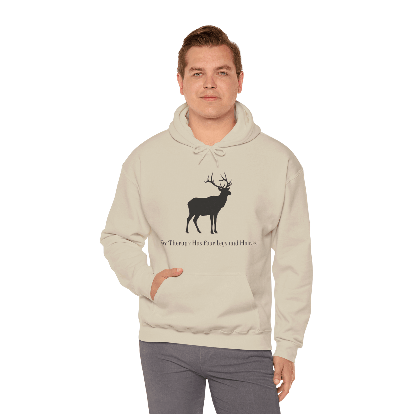 Elk Hunting Hoodie – Custom Mantra  Outdoorsmen Gift Sweatshirt featuring a deer design and a therapeutic quote.