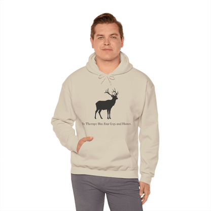 Elk Hunting Hoodie – Custom Mantra  Outdoorsmen Gift Sweatshirt featuring a deer design and a therapeutic quote.