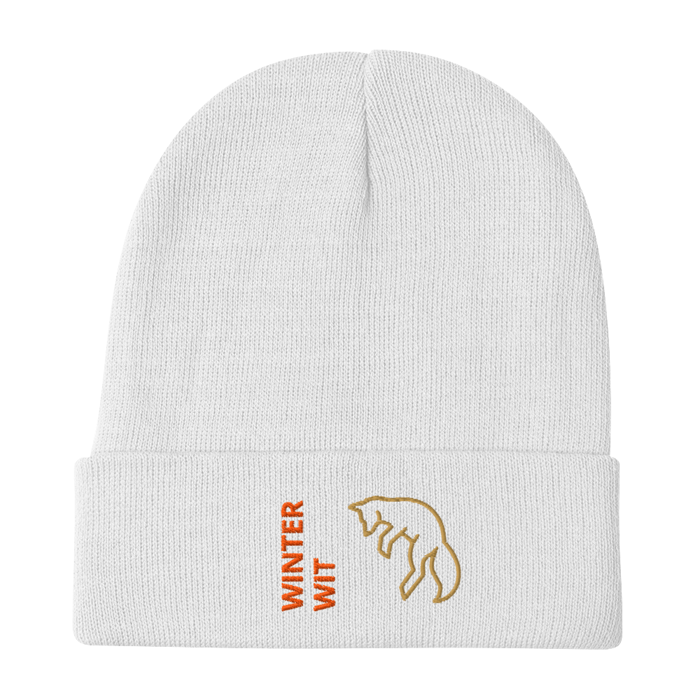 Fox Beanie – Embroidered Knit Hat with Custom Text featuring stylish fox design and playful lettering.