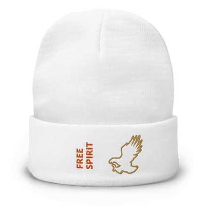 Eagle Beanie – Embroidered Knit Hat with Custom Text featuring a free spirit design.