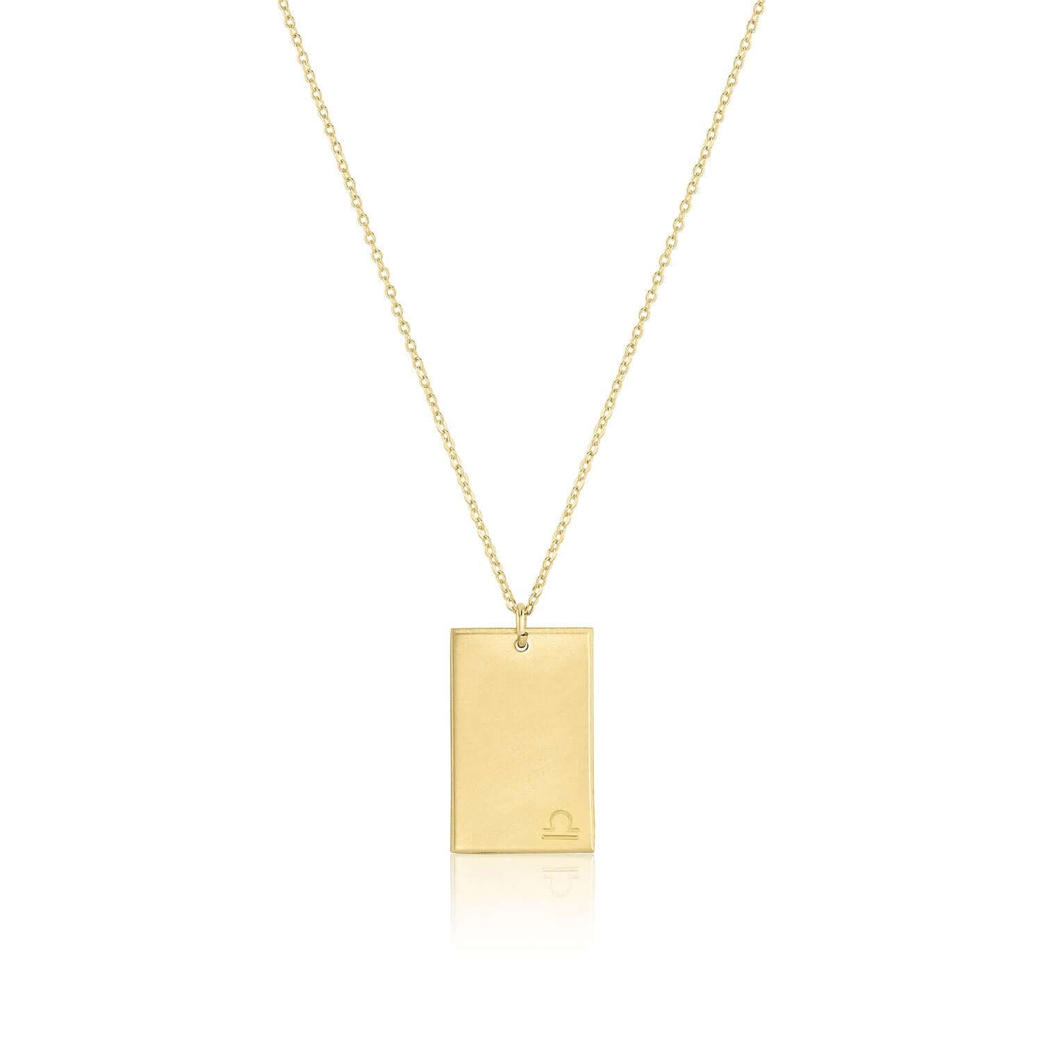 Goldie Horoscope Necklace – Hand-Stamped Zodiac in Gold-Filled featuring a Libra symbol on a gold-filled pendant.