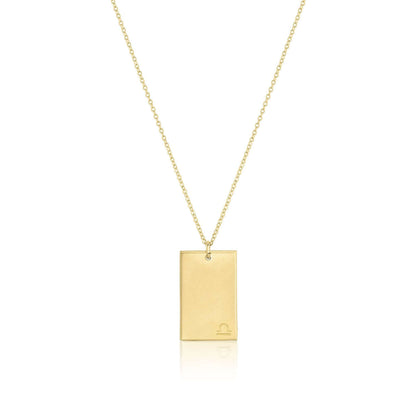 Goldie Horoscope Necklace – Hand-Stamped Zodiac in Gold-Filled featuring a Libra symbol on a gold-filled pendant.