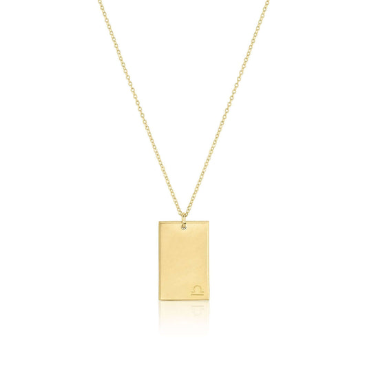 Goldie Horoscope Necklace – Hand-Stamped Zodiac in Gold-Filled featuring a Libra symbol on a gold-filled pendant.