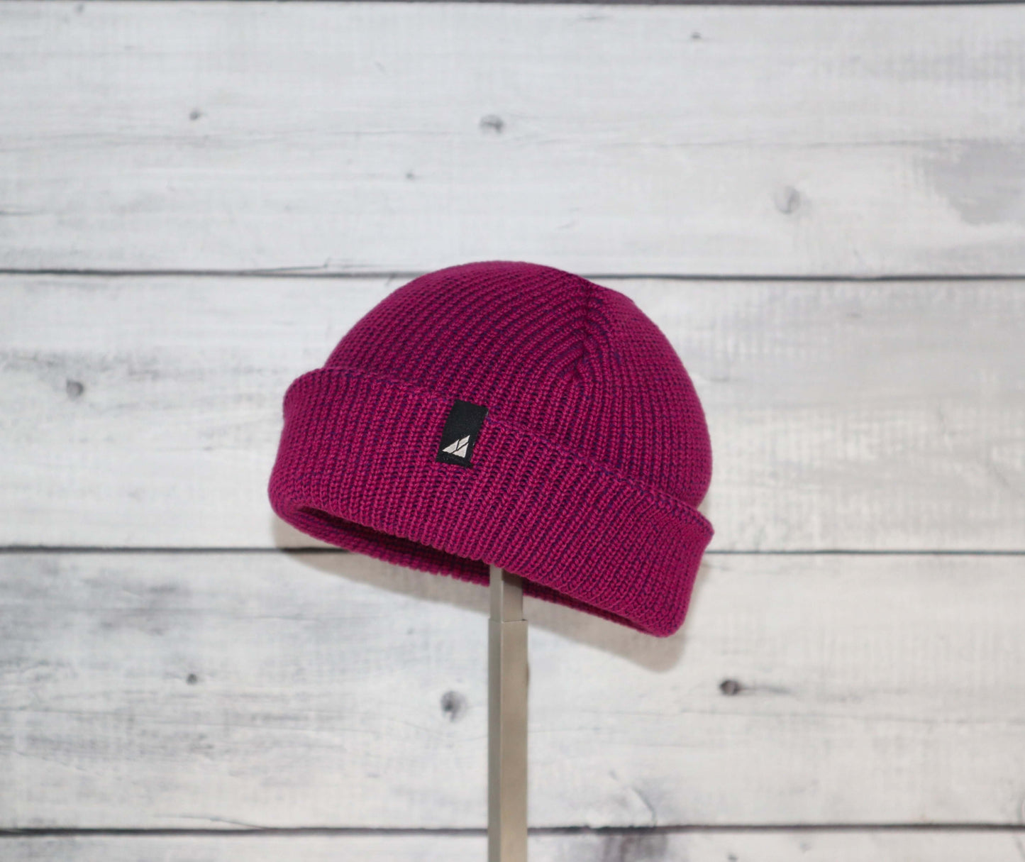 Infant Acrylic Cuff Hat – Soft Knit Beanie for Ages 3–12M in vibrant purple, perfect for keeping infants warm.