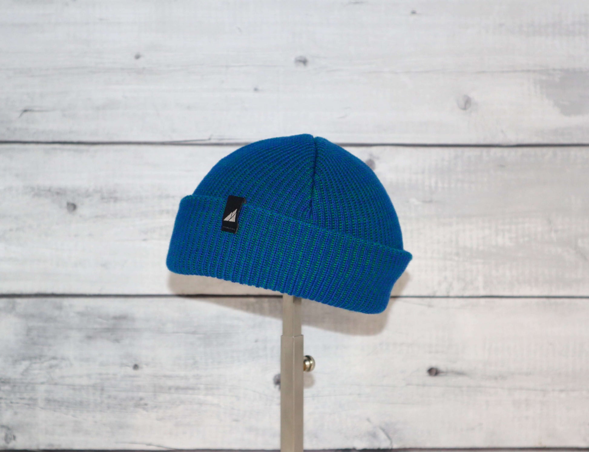Infant Acrylic Cuff Hat – Soft Knit Beanie for Ages 3–12M in blue, perfect for keeping infants warm.