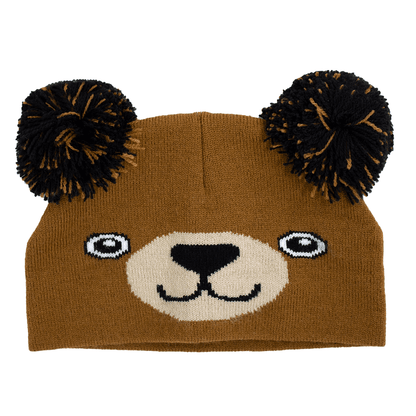 Infant Specialty Hat – Cozy, Playful, Purposeful featuring a bear design with pom poms for playful winter warmth.
