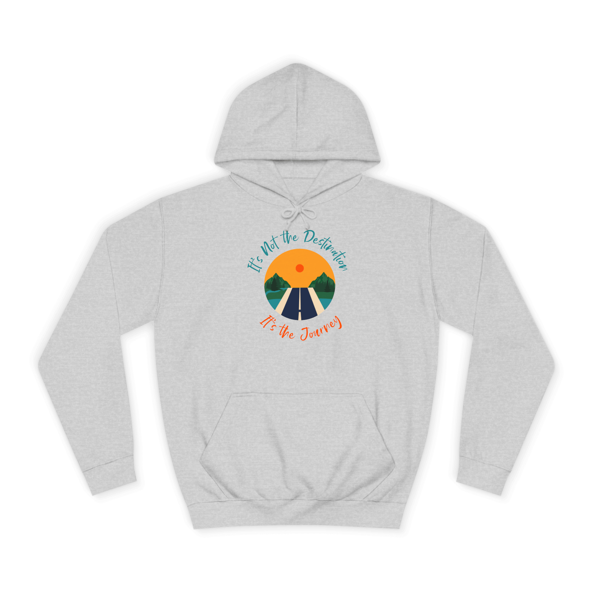 Custom College Hoodie – Add Your Photos, Text & Emojis Your Way featuring a journey-themed graphic design.