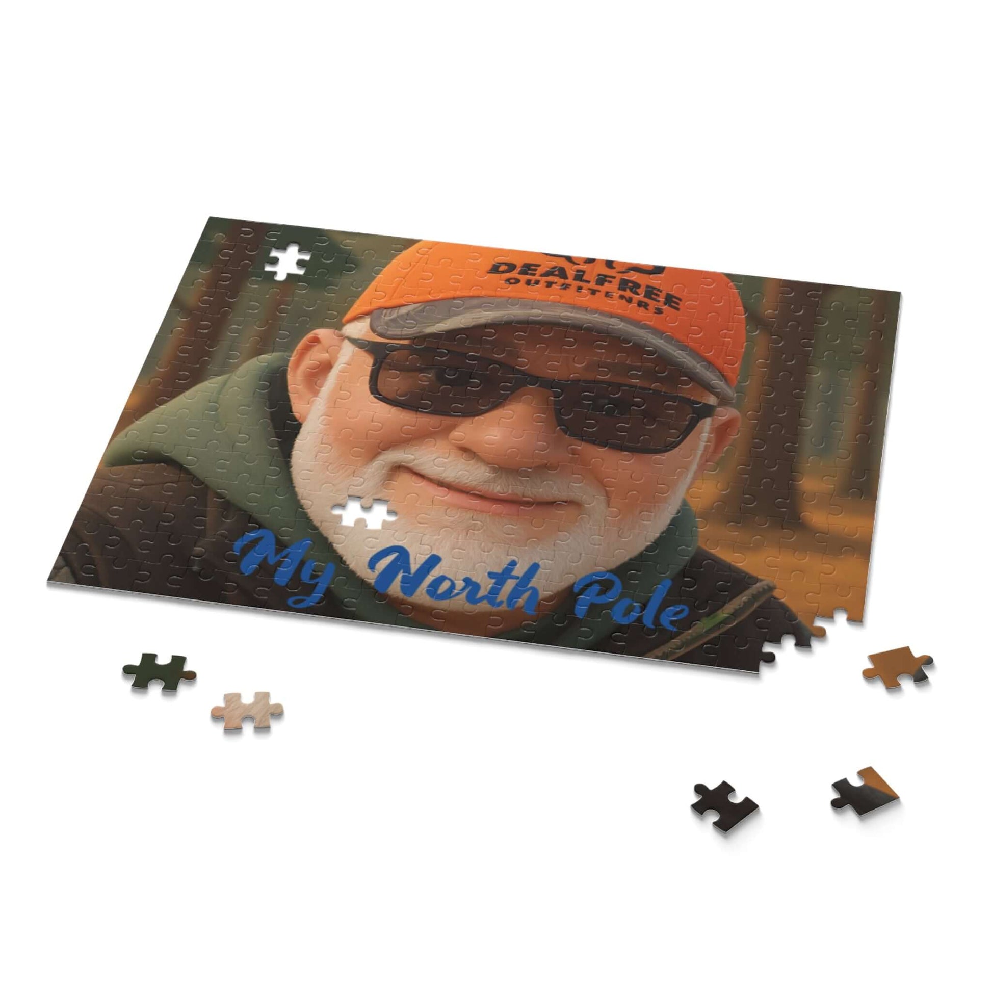 Keepsake 3D Cartoon Puzzle – Personalized Portrait with Illustrated Background featuring a smiling man outdoors.