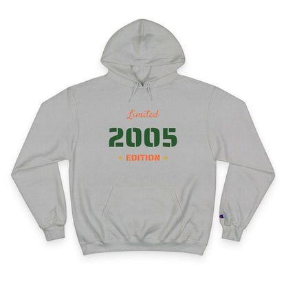 Limited Edition Year Hoodie – Champion Comfort, Collegiate Colors in gray featuring 'Limited 2005 Edition' text.