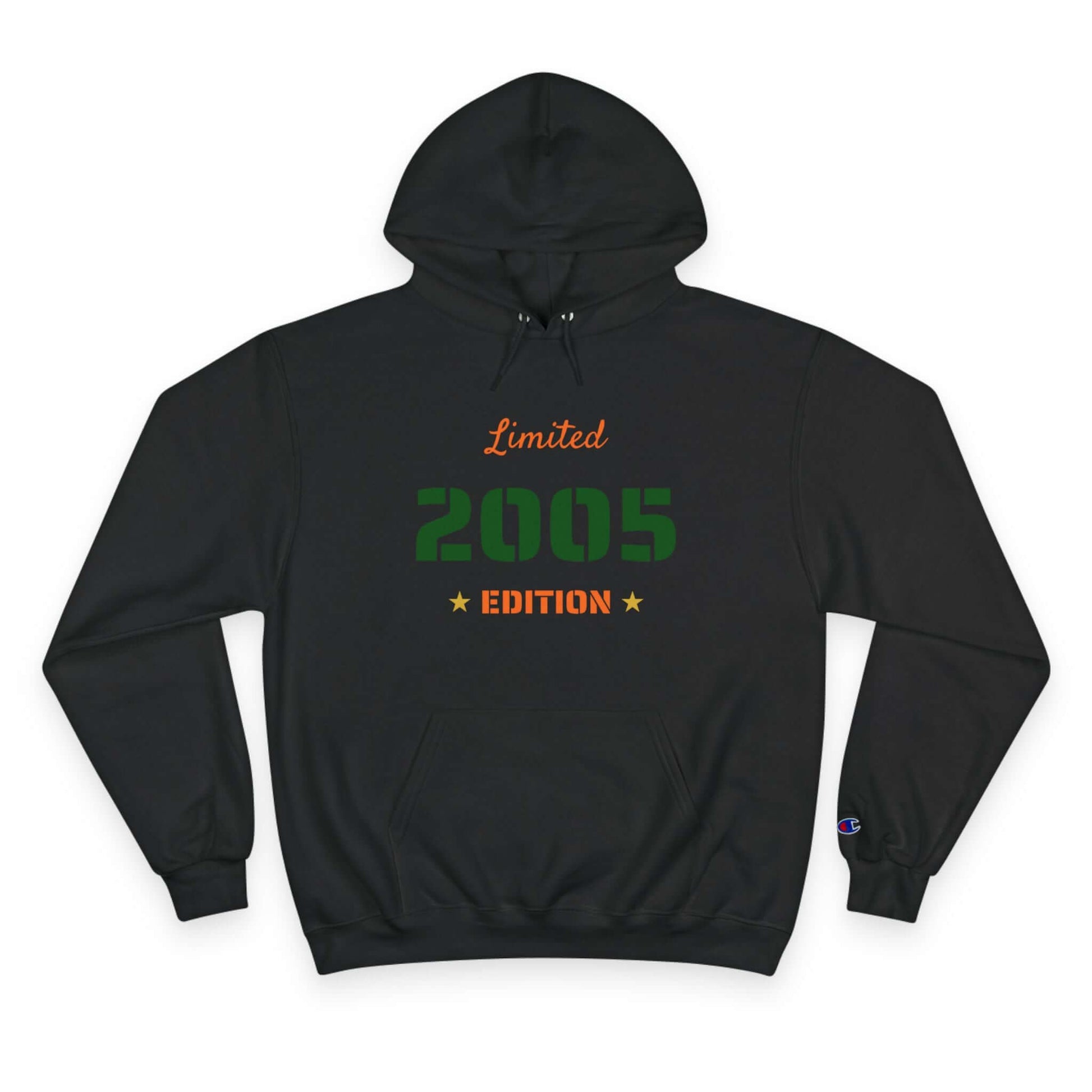 Limited Edition Year Hoodie – Champion Comfort, Collegiate Colors in black with 2005 design.