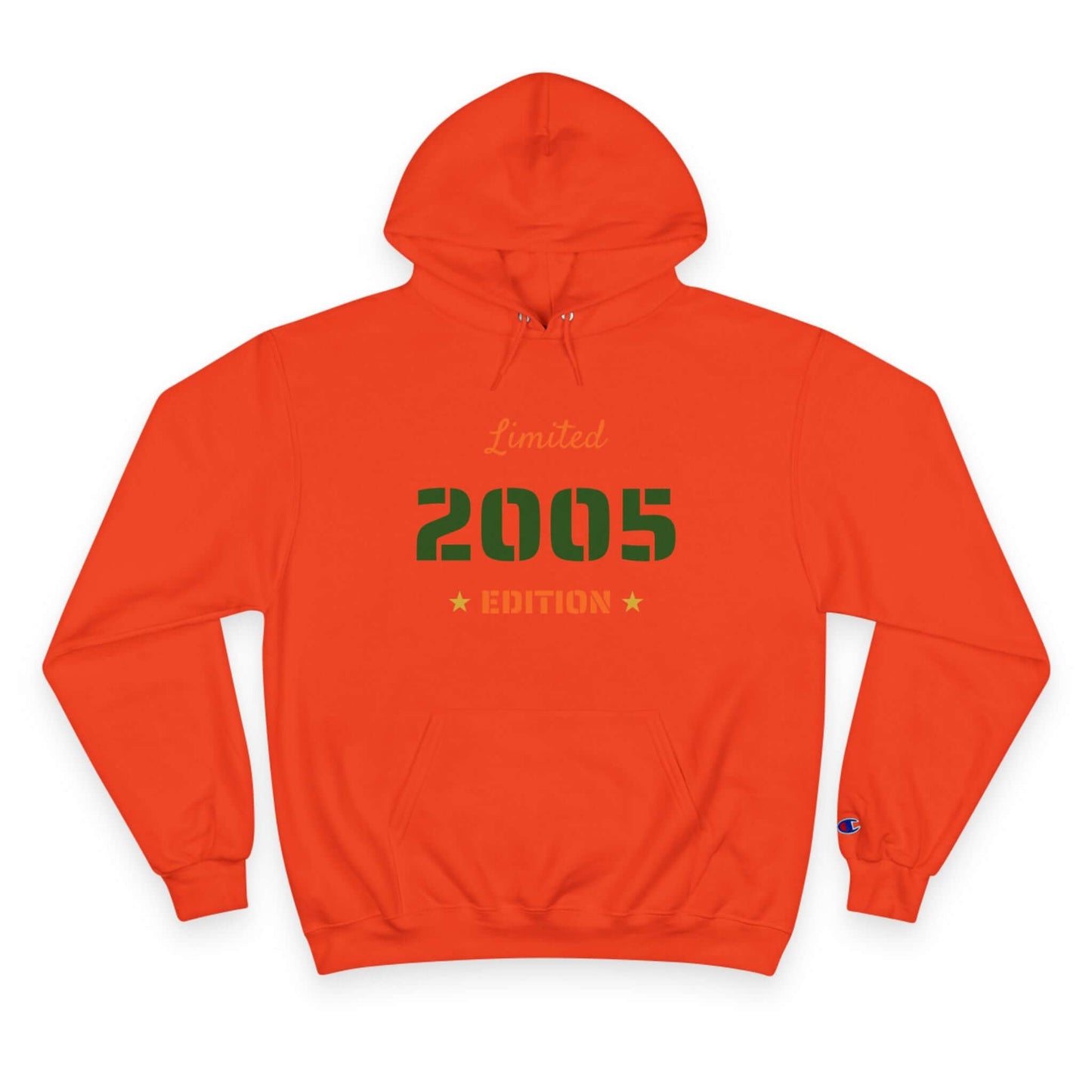 Limited Edition Year Hoodie – Champion Comfort, Collegiate Colors in bold orange with 2005 design.