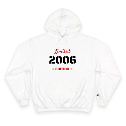 Limited Edition Year Hoodie – Champion Comfort, Collegiate Colors featuring a bold 2006 design on a white hooded sweatshirt.