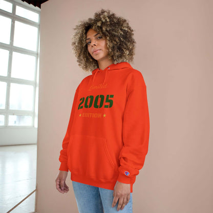 Limited Edition Year Hoodie – Champion Comfort, Collegiate Colors in bright orange featuring 2005 design.