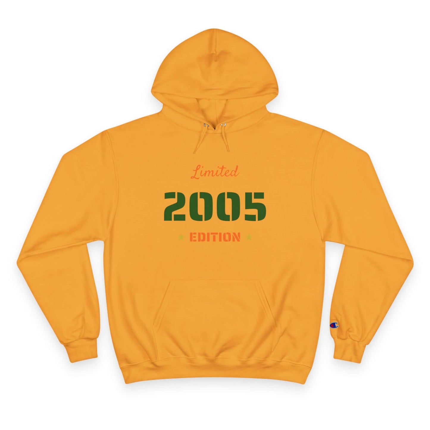 Limited Edition Year Hoodie – Champion Comfort, Collegiate Colors in bright yellow with 2005 design.