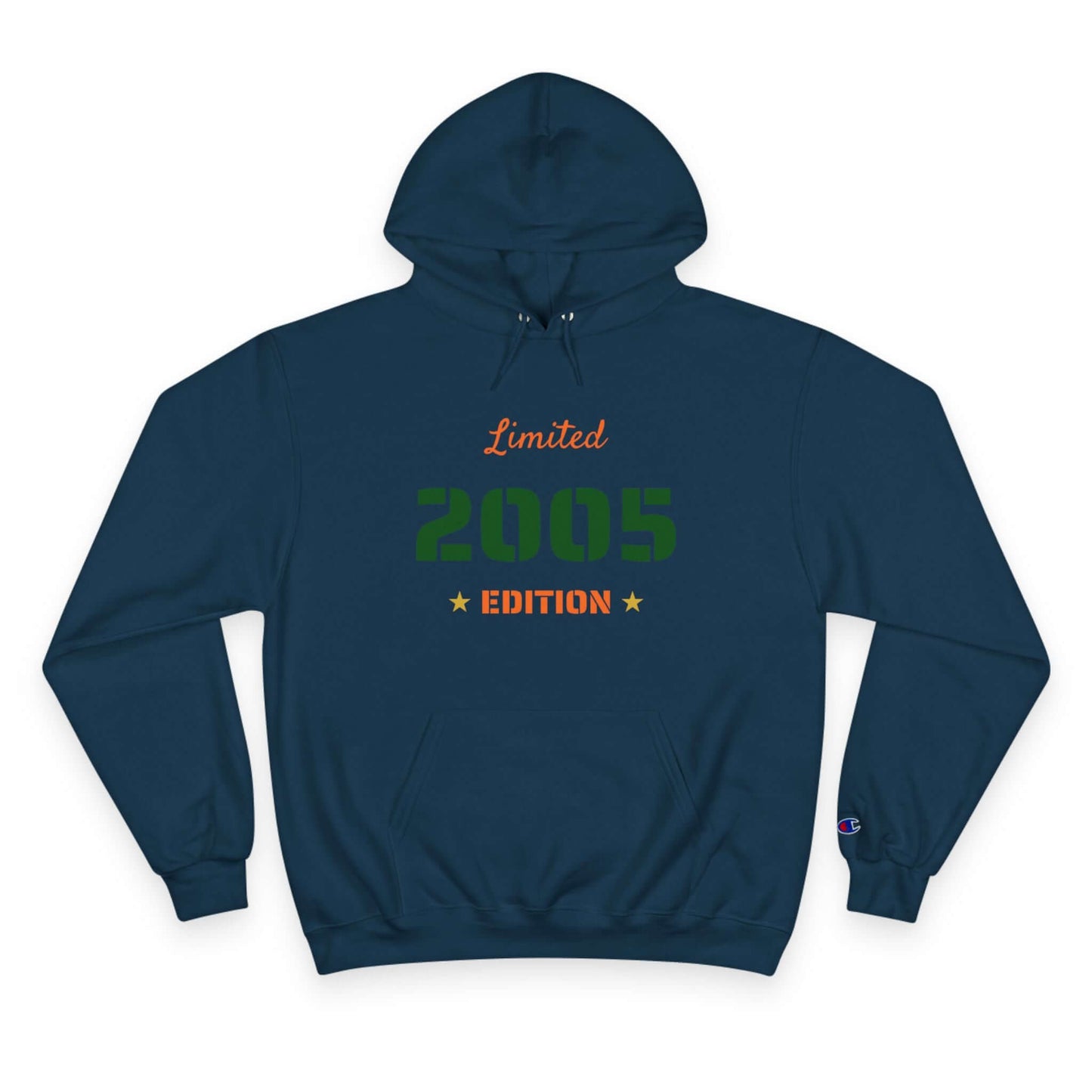 Limited Edition Year Hoodie – Champion Comfort, Collegiate Colors in navy with 2005 design.