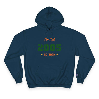 Limited Edition Year Hoodie – Champion Comfort, Collegiate Colors in navy with 2005 design.