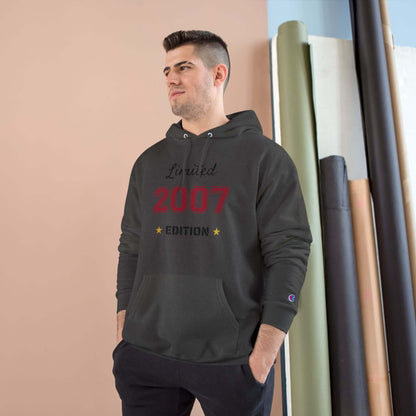 Limited Edition Year Hoodie – Champion Comfort, Collegiate Colors worn by man with 2007 design
