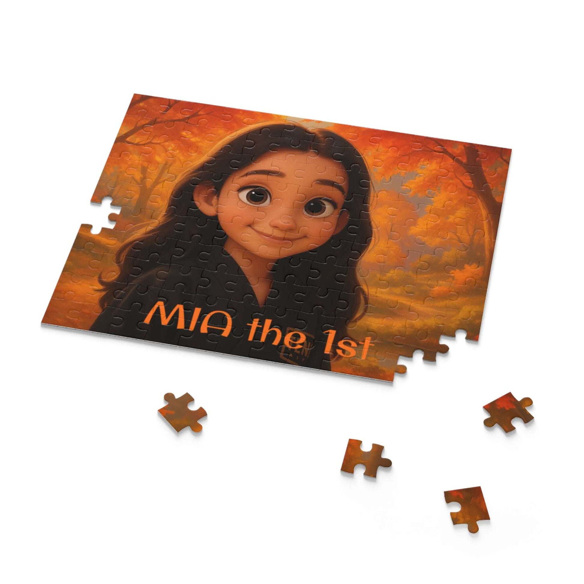 Magical Autumn Cartoon Puzzle – Personalized Pet & Family Keepsake featuring a whimsical girl illustration in autumn colors.