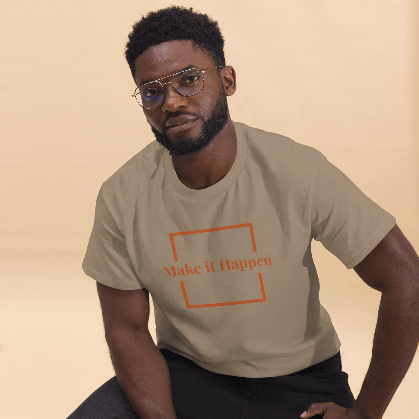 Freestyle Unisex T-Shirt – Upload Photos, Add Text & Emojis Your Way featuring "Make it Happen" design.