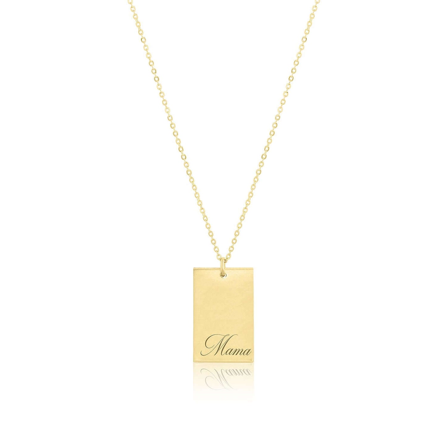Mama Stella Necklace – 14k Gold-Filled Hand-Engraved Pendant with 'Mama' engraving on a gold chain.
