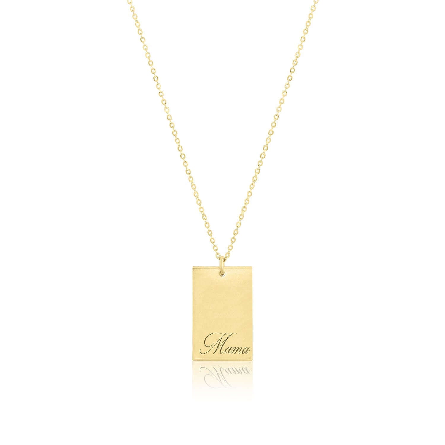 Mama Stella Necklace – 14k Gold-Filled Hand-Engraved Pendant with 'Mama' engraving on a gold chain.