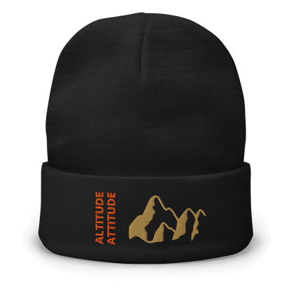 Mountain Beanie – Embroidered Knit Hat with Peak Style featuring a stylish mountain design.