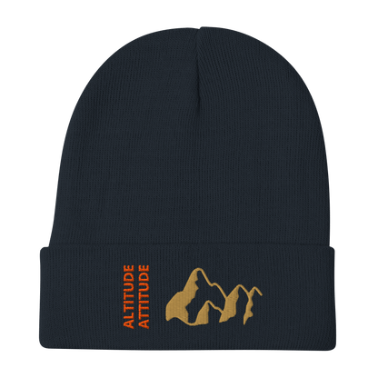 Mountain Beanie – Embroidered Knit Hat with Peak Style, featuring a stylish mountain design and cozy fit.