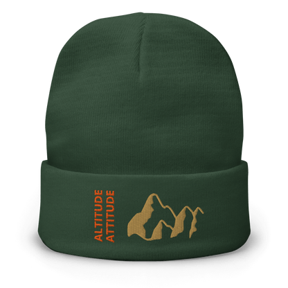 Mountain Beanie – Embroidered Knit Hat with Peak Style featuring bold mountain design and cozy fabric.