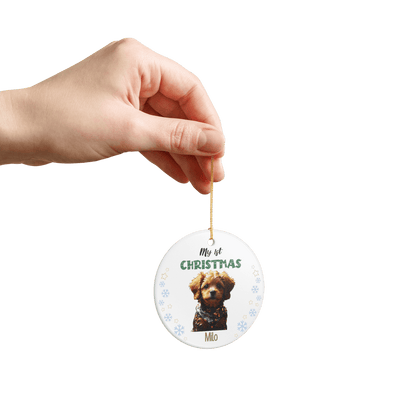 My 1st Christmas Ornament – Personalized Photo Keepsake featuring a dog's photo with festive design.