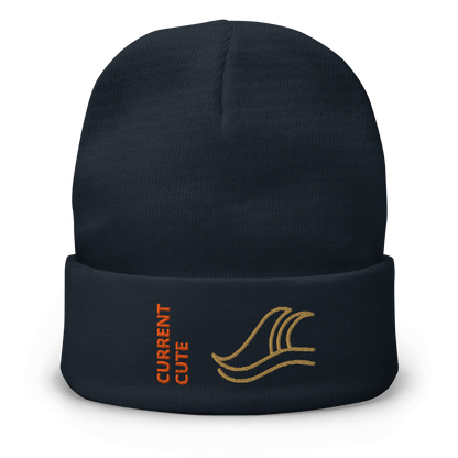 Ocean Waves Beanie – Embroidered Knit Hat with Custom Text featuring wave design and playful text.