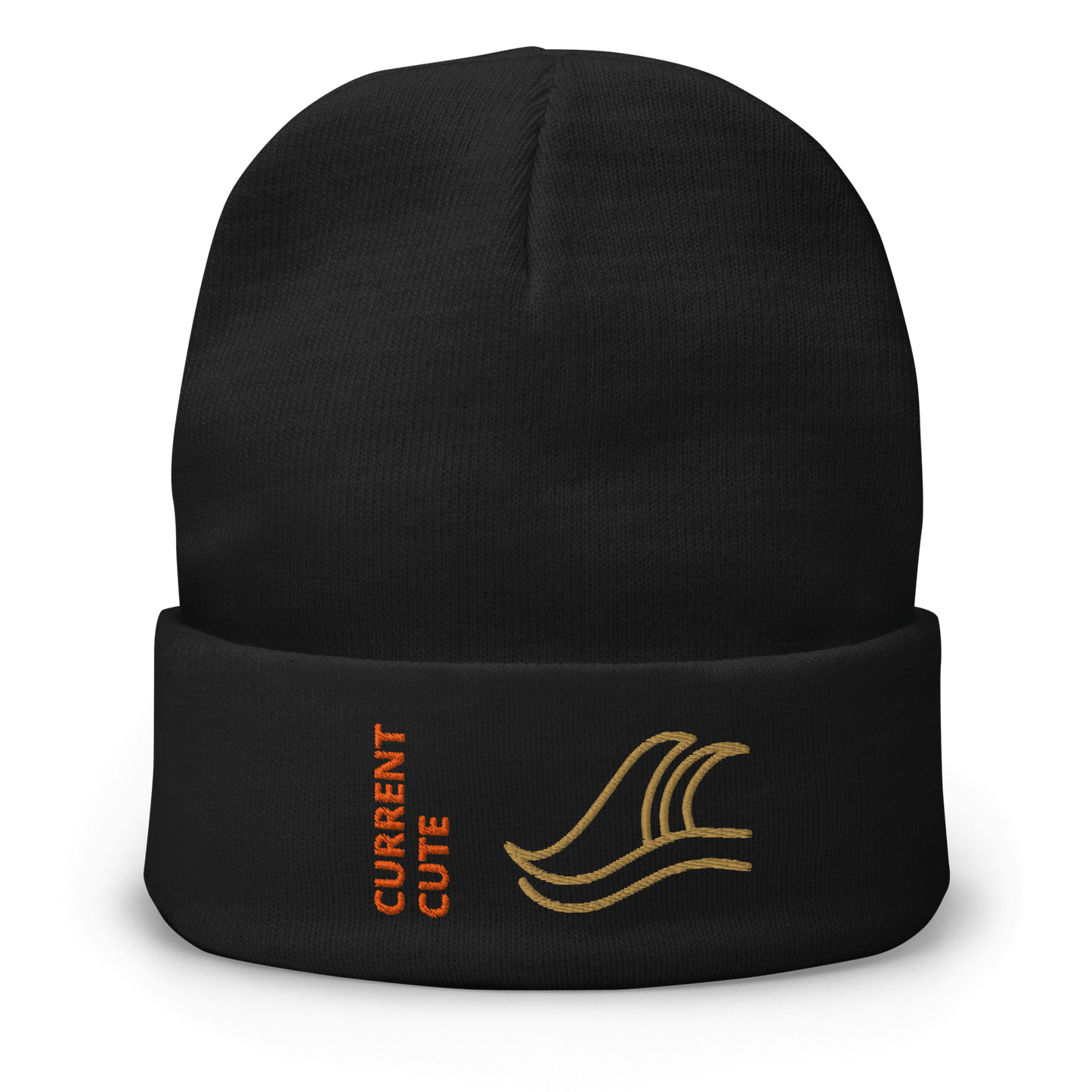 Ocean Waves Beanie – Embroidered Knit Hat with Custom Text featuring wave design and playful slogan.