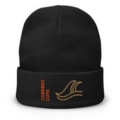 Ocean Waves Beanie – Embroidered Knit Hat with Custom Text featuring wave design and playful slogan.