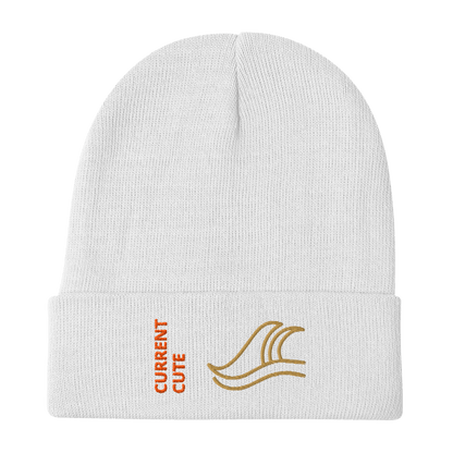 Ocean Waves Beanie – Embroidered Knit Hat with Custom Text featuring cute wave design.