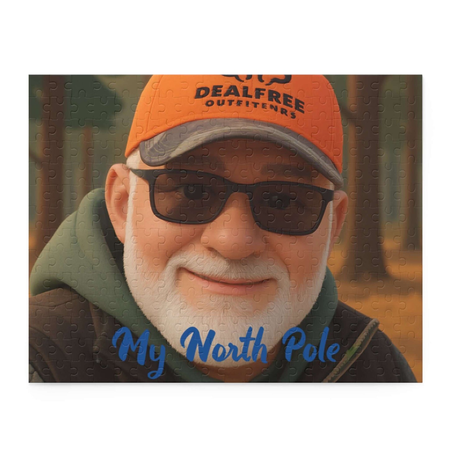 Keepsake 3D Cartoon Puzzle – Personalized Portrait with Illustrated Background featuring a smiling man in sunglasses.