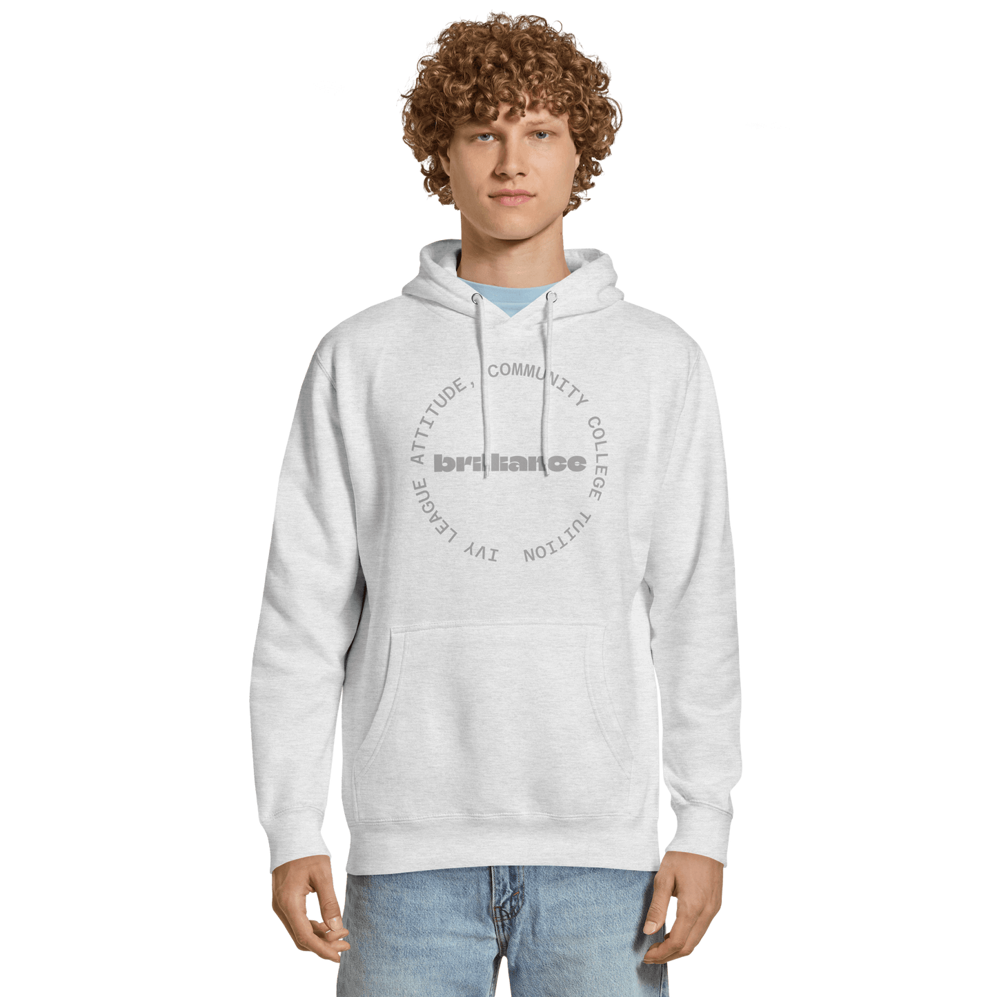 Personalized Campus Circle Hoodie – Bold Center Word + Custom Ring Text featuring a custom bold text design.