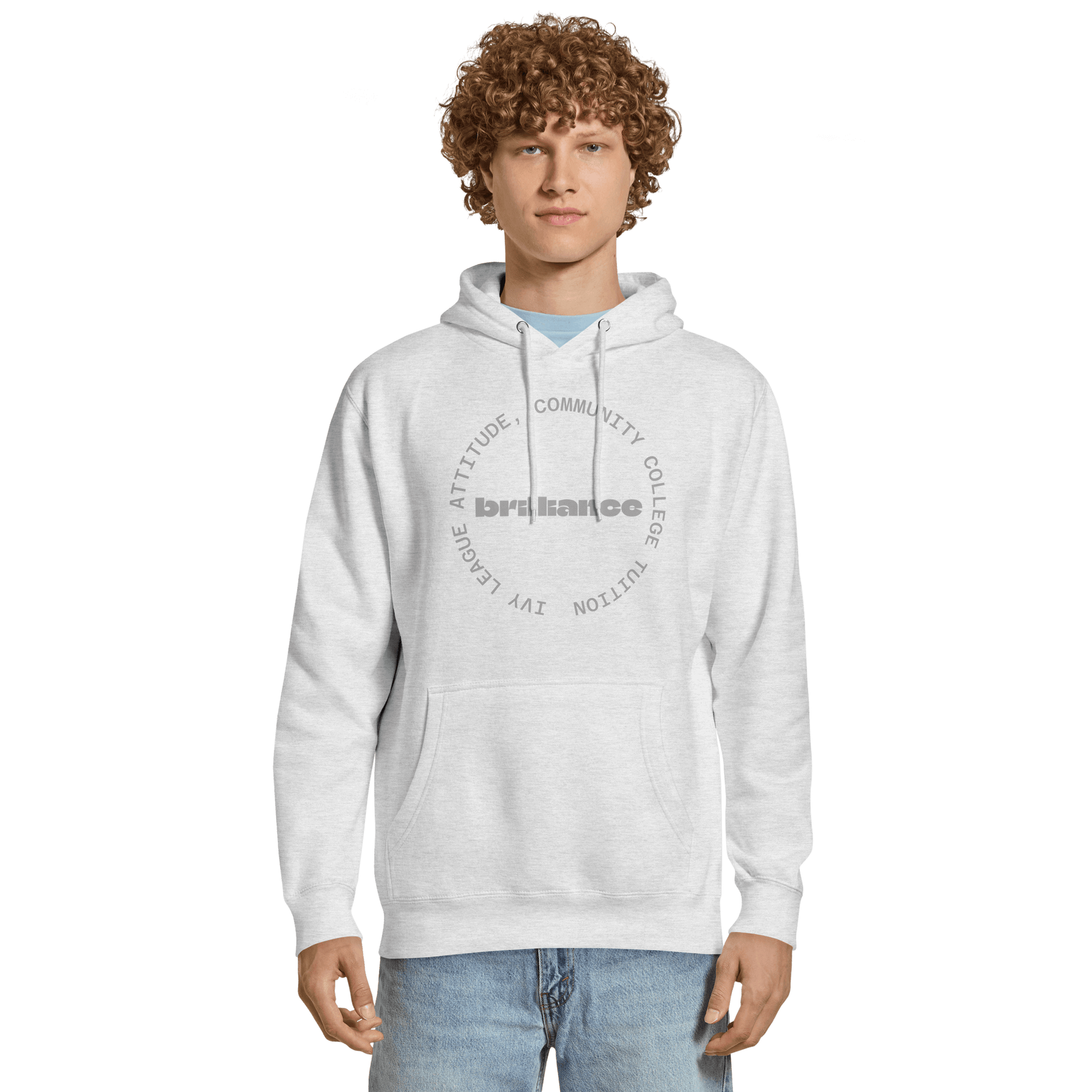Personalized Campus Circle Hoodie – Bold Center Word + Custom Ring Text featuring a custom bold text design.