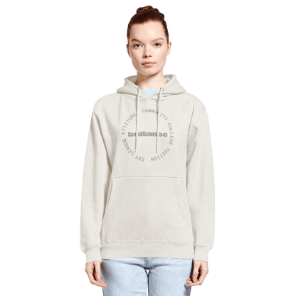 Personalized Campus Circle Hoodie – Bold Center Word + Custom Ring Text, featuring bold design and customizable text.