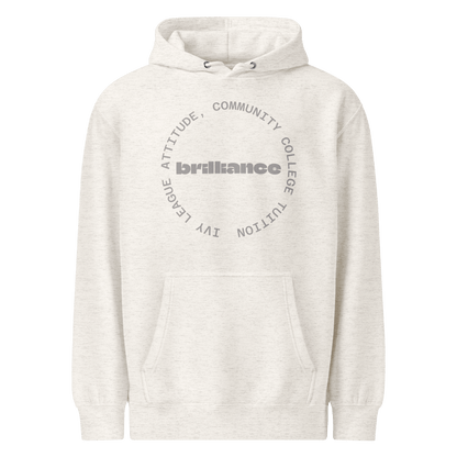 Personalized Campus Circle Hoodie – Bold Center Word + Custom Ring Text showcasing a unique design with bold words.