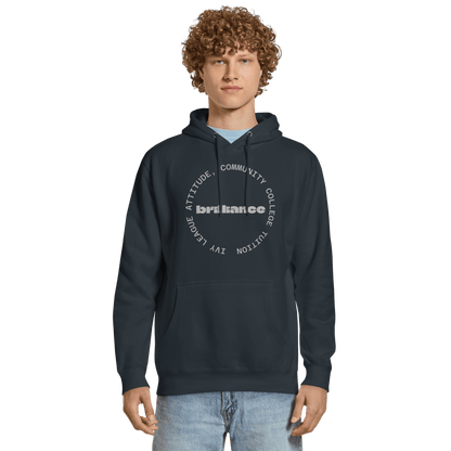 Personalized Campus Circle Hoodie – Bold Center Word + Custom Ring Text featuring the word 'brilliance' in bold design.