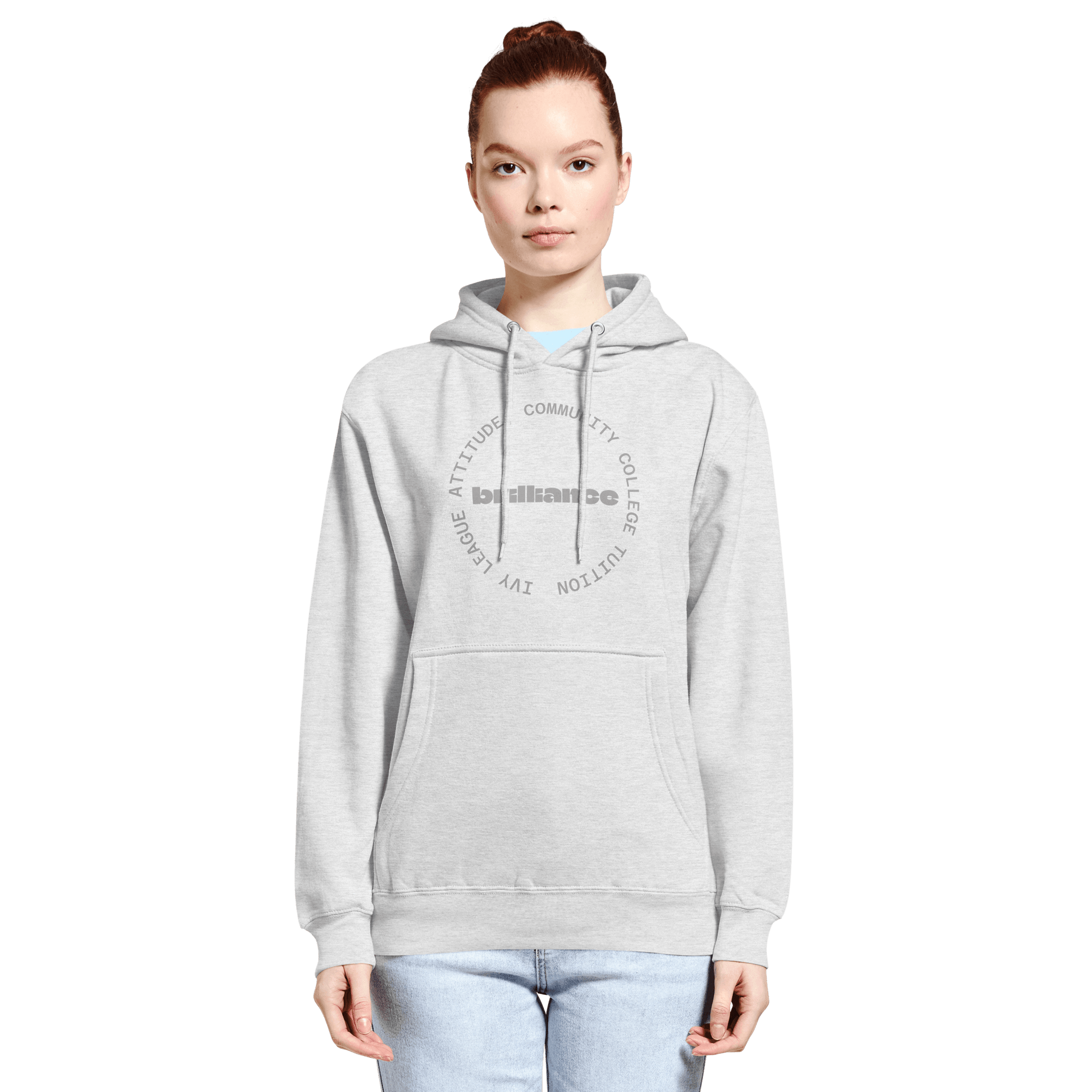 Personalized Campus Circle Hoodie – Bold Center Word + Custom Ring Text in gray with circular text design