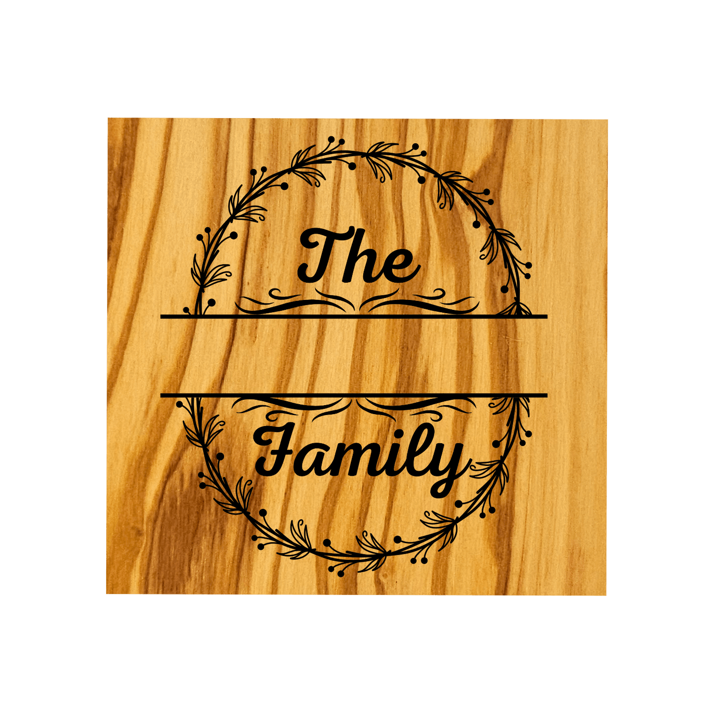 Personalized Home Warming Gift Basket with Engraved Cutting Board featuring a wooden cutting board with 'The Family' engraving.
