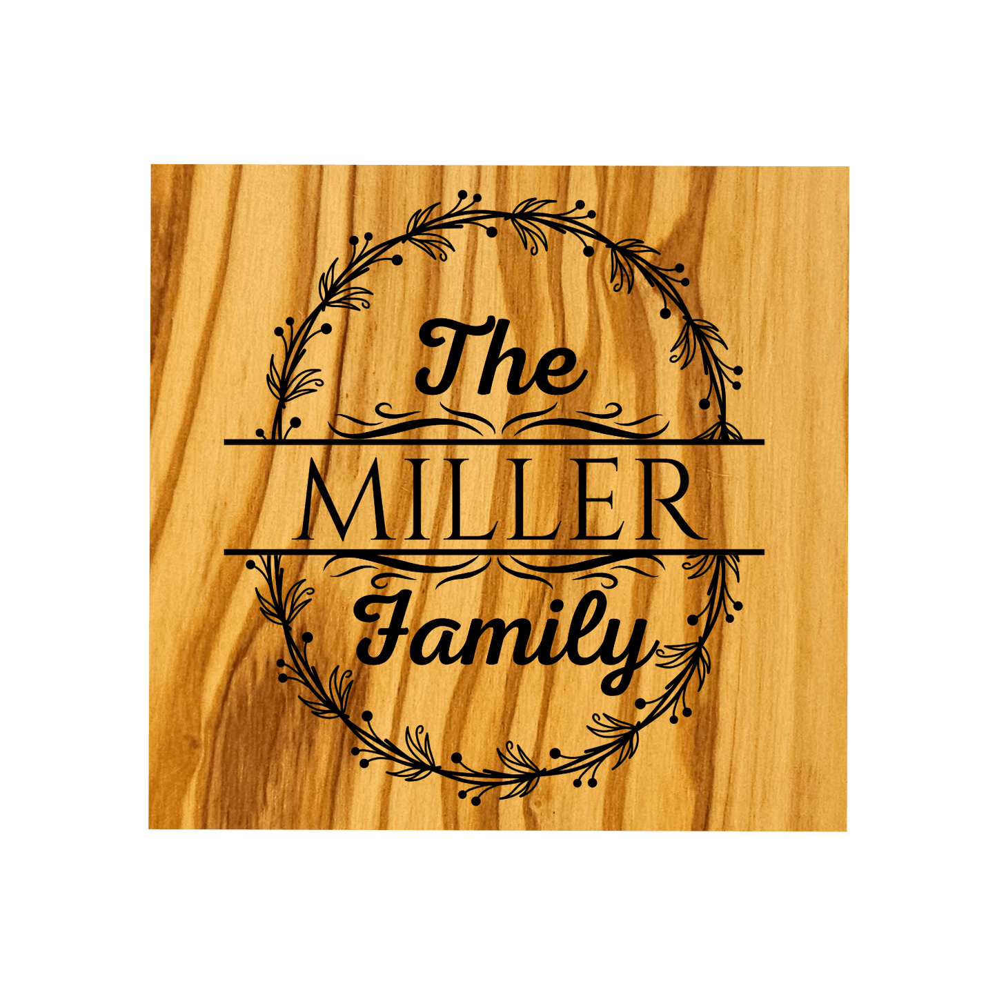 Personalized Home Warming Gift Basket with Engraved Cutting Board featuring 'The MILLER Family' design.