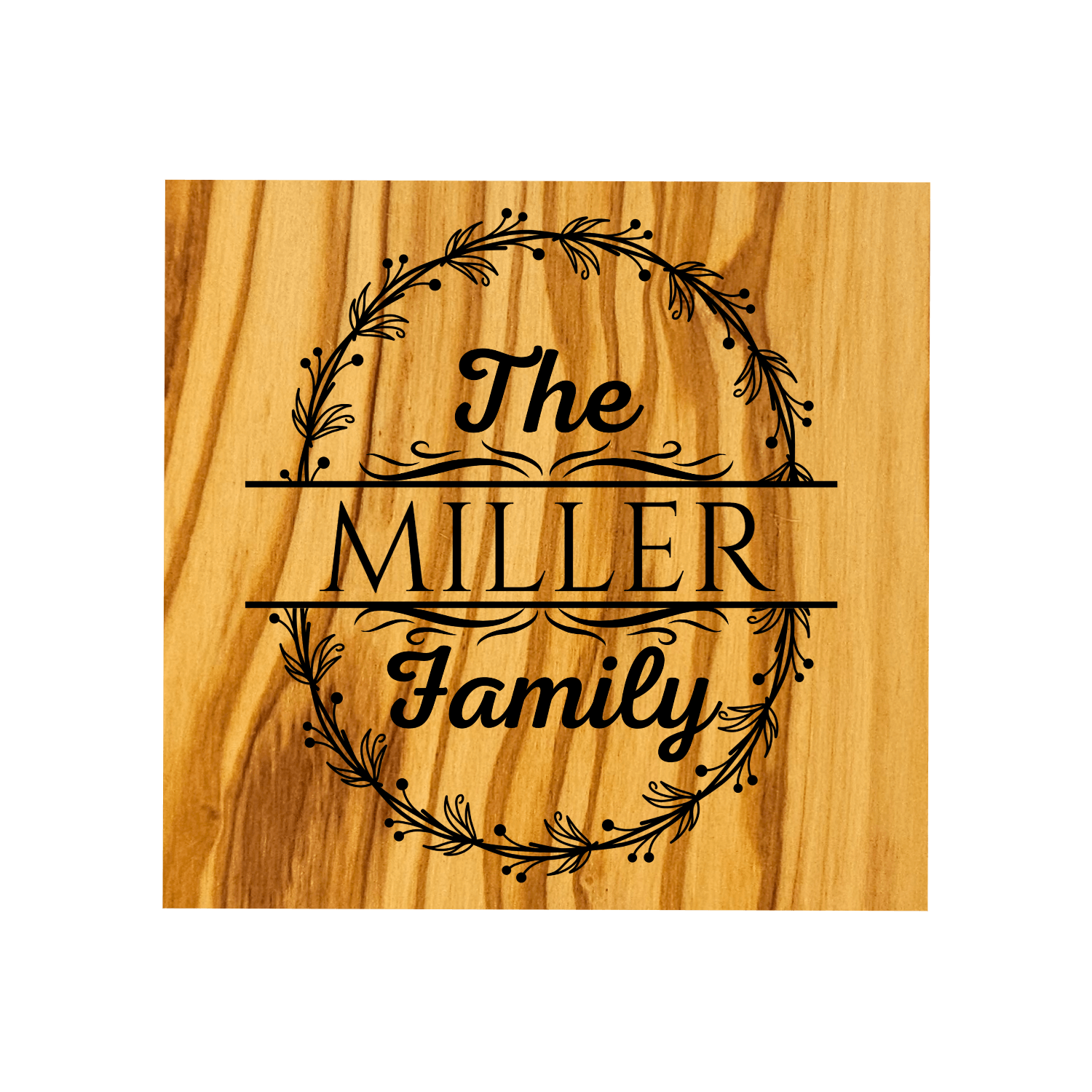 Personalized Home Warming Gift Basket with Engraved Cutting Board featuring 'The MILLER Family' design.