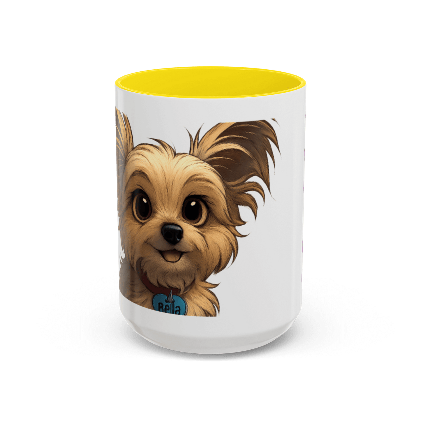 Personalized pet cartoon mug featuring a cute dog illustration, perfect for starting your day with joy.