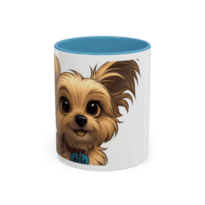 Personalized Pet Cartoon Mug featuring a cute illustration of a dog named Bella in a Disney-inspired style.