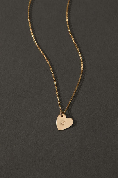 The First Layer – Personalized Sophia Initial Necklace in 14k Gold-Filled featuring a heart pendant with an initial.